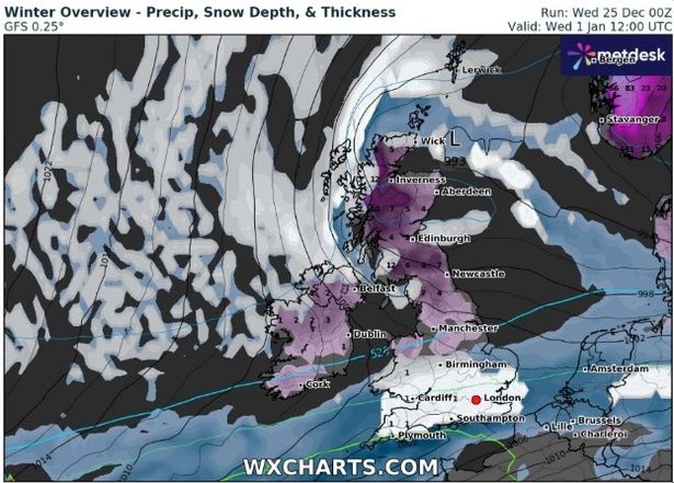 英国气象地图显示，874英里长的雪墙将于何时到来，只有一个地区幸免